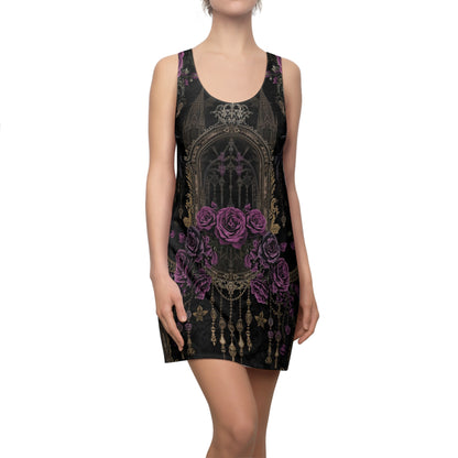Gothic Rose Racerback Dress – Purple Floral Victorian Arch Print