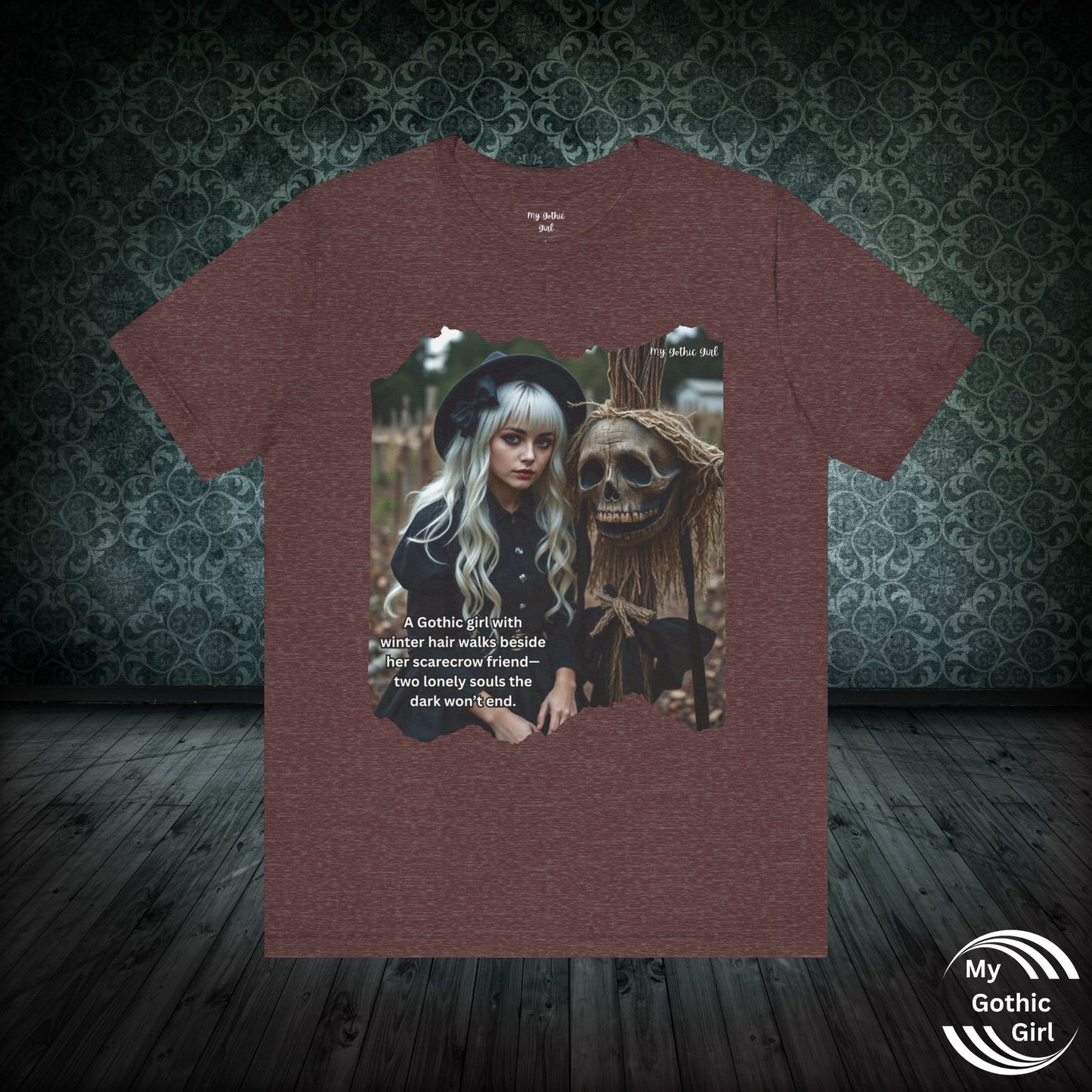 My Gothic Girl T-Shirt "Scarecrow Friend" – Whimsy Goth Streetwear, Dark Poetry Fashion, Alt Aesthetic Apparel