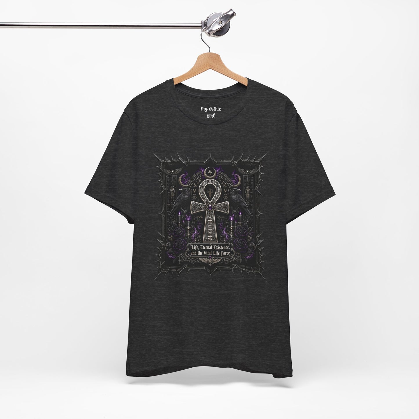 Ankh Gothic Tee — "Life, Eternal Existence and the Will to Fear" Black Graphic T-Shirt