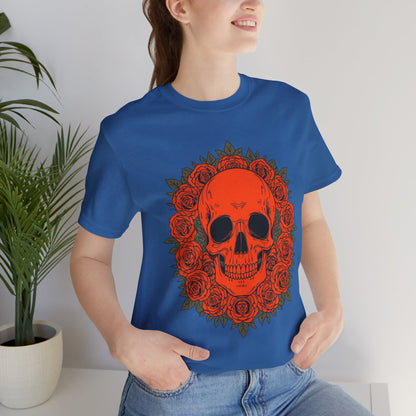 "ORANGE SKULL & ROSES"  Gothic Graphic T-Shirt – Alt Aesthetic Poetic Goth Streetwear