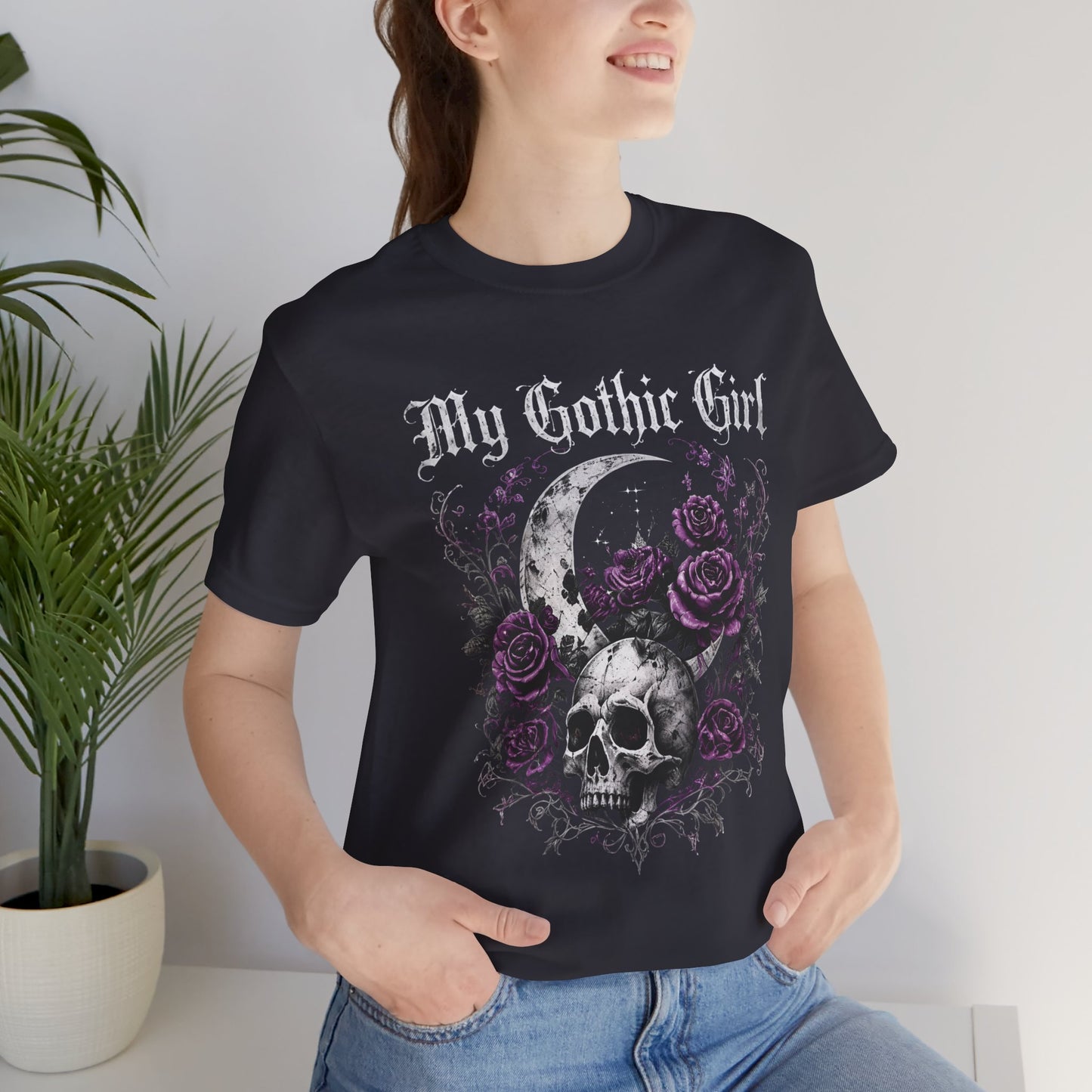 My Gothic Girl Skull Tee — Gothic Moon & Purple Roses T-Shirt