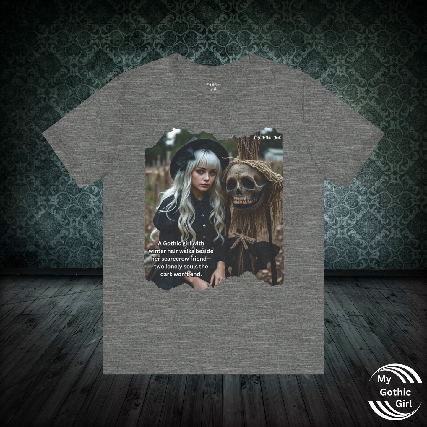 My Gothic Girl T-Shirt "Scarecrow Friend" – Whimsy Goth Streetwear, Dark Poetry Fashion, Alt Aesthetic Apparel