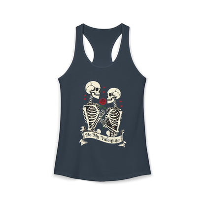 Cute Gothic Skeleton Romance Shirt — Women's Racerback Tank