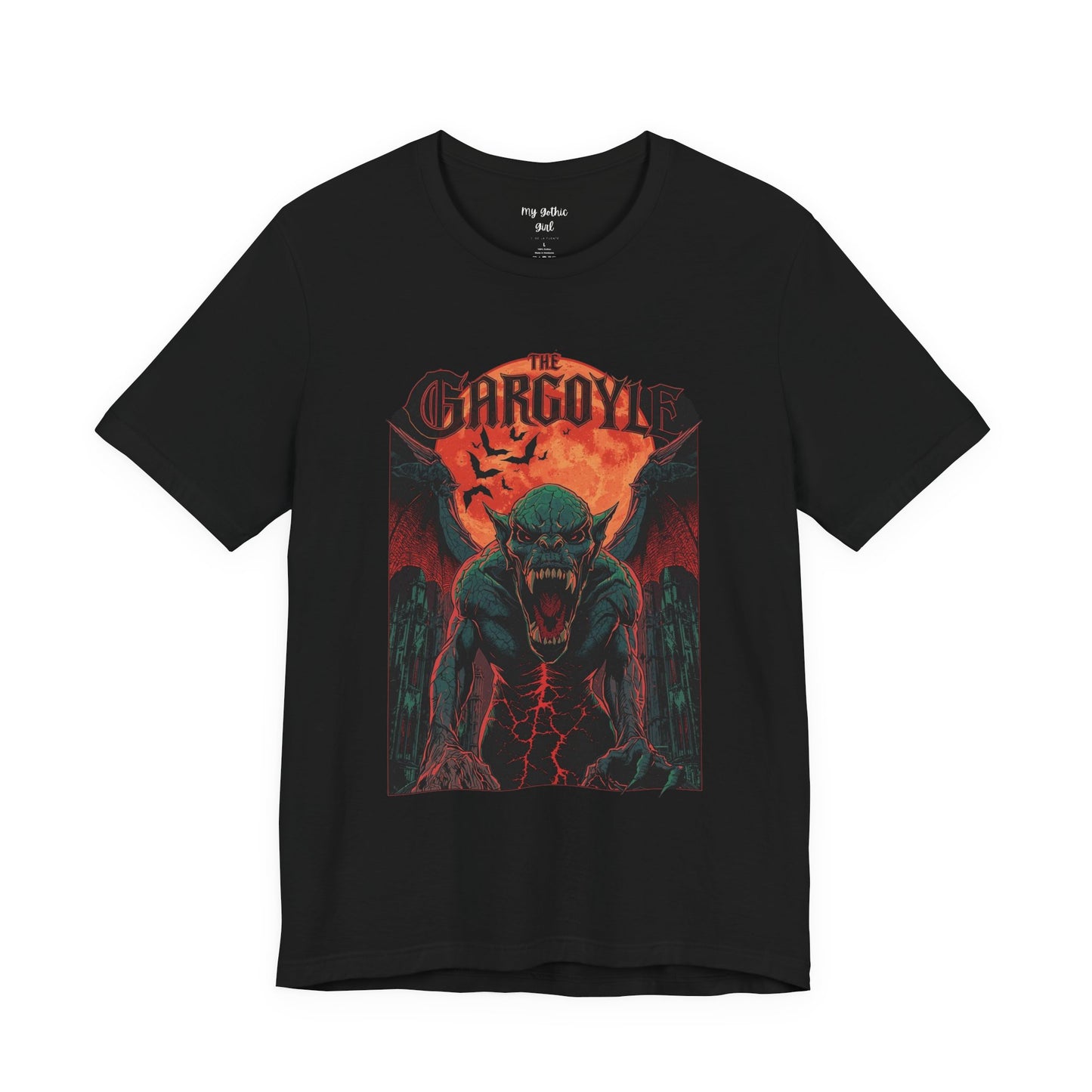 "The Gargoyle" — Dark Gothic Winged Statue Graphic Tee Design