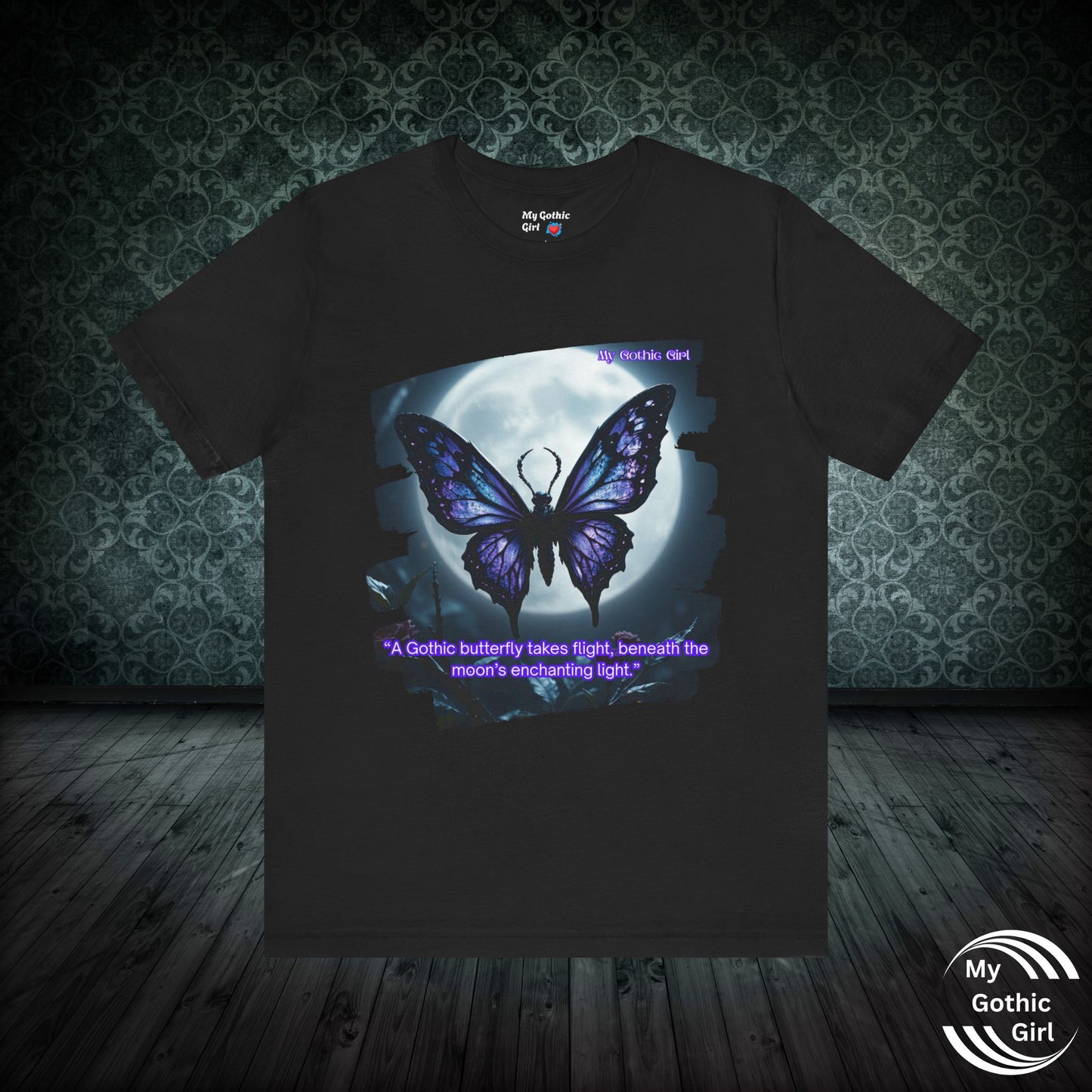 My Gothic Girl T-Shirt "Purple Gothic Butterfly" – Whimsy Goth Streetwear, Dark Poetry Fashion, Alt Aesthetic Apparel