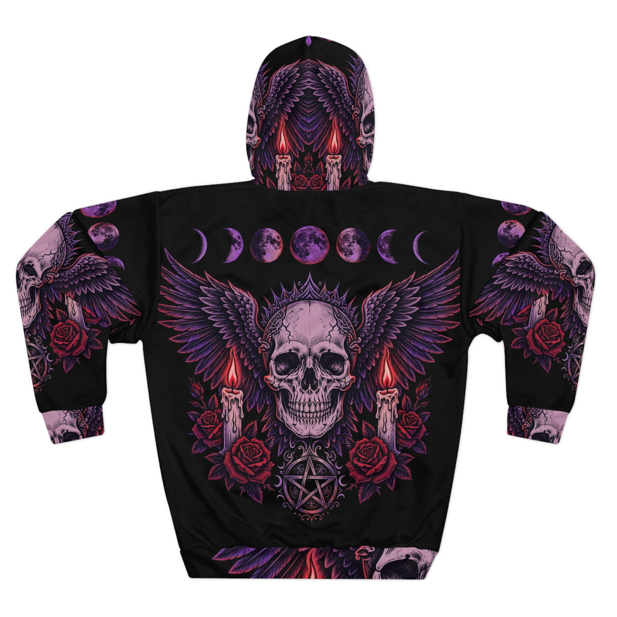 Winged Moon Skull All-Over-Print Hoodie — 'My Gothic Girl' Gothic Hooded Sweatshirt