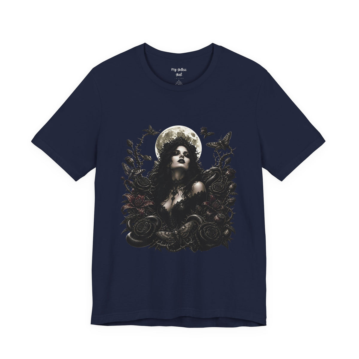 Copy of Gothic Moon Goddess Tee – Dark Floral Occult Graphic T-Shirt