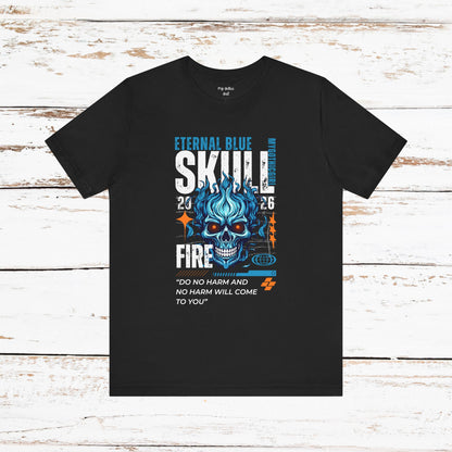 Eternal Blue Skull Flame Gothic Tee