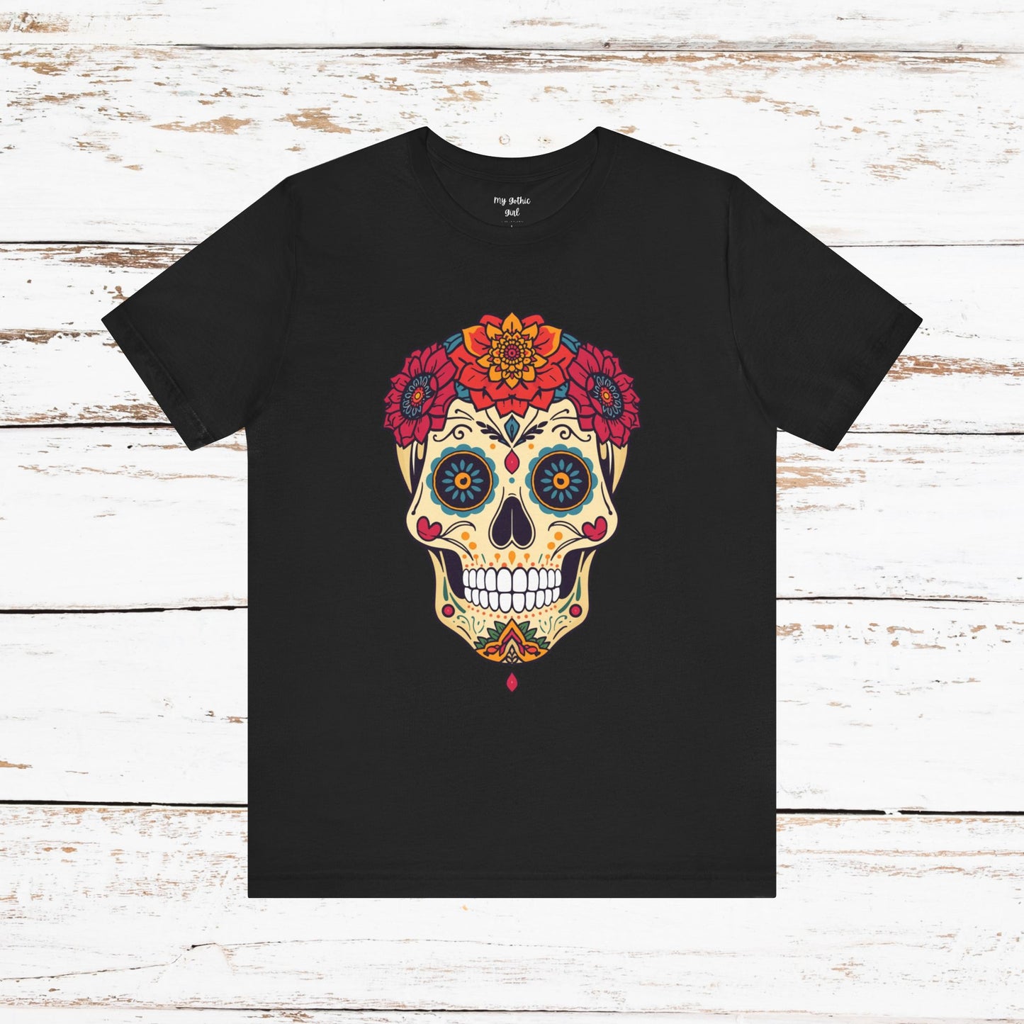 Day of the Dead Sugar Skull T‑Shirt — Floral Calavera Graphic Tee