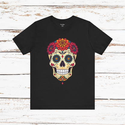 Day of the Dead Sugar Skull T‑Shirt — Floral Calavera Graphic Tee