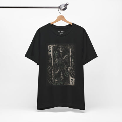 King of Clubs Gothic Playing Card Tee — Dark Skull Poker Graphic T-Shirt