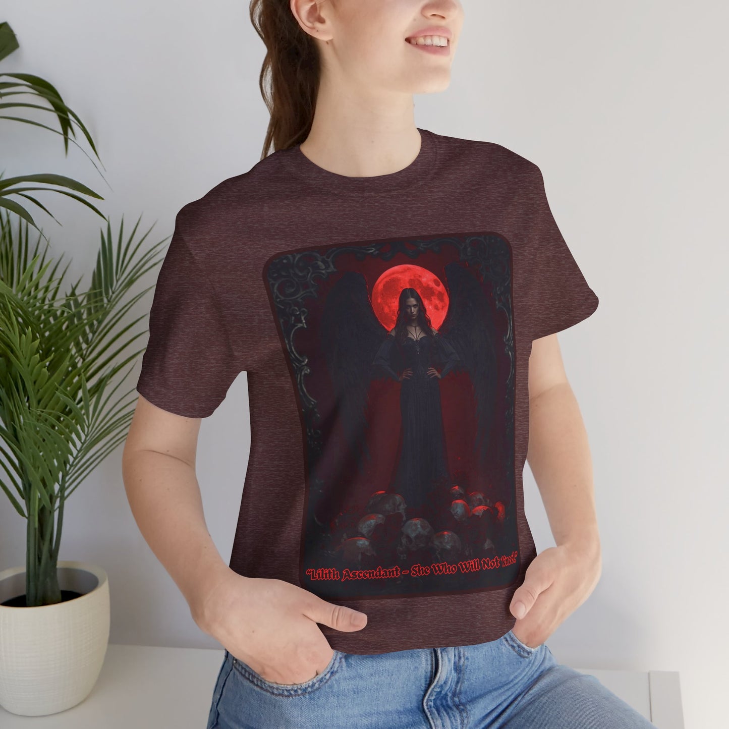“Lilith Ascendant — She Who Will Not Kneel.” Graphic T-Shirt – Alt Aesthetic Poetic Goth Street-wear