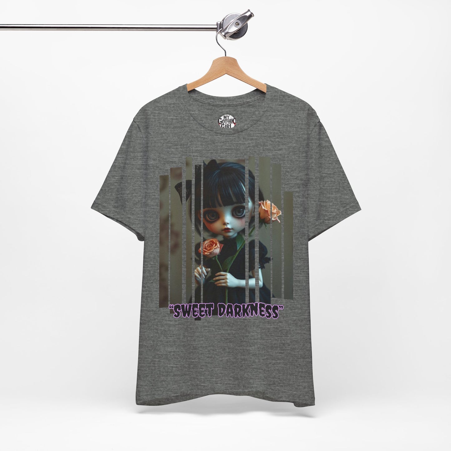 “Sweet Darkness” — Kawaii-style Gothic doll Graphic T-Shirt – Alt Aesthetic Poetic Goth Street-wear