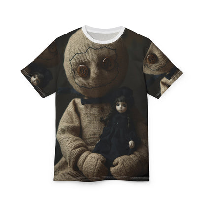 Gunny Sack Doll with Toy Gothic Doll | Horror All-Over Print T‑Shirt
