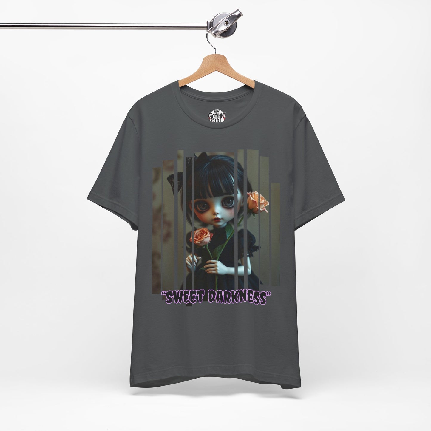 “Sweet Darkness” — Kawaii-style Gothic doll Graphic T-Shirt – Alt Aesthetic Poetic Goth Street-wear