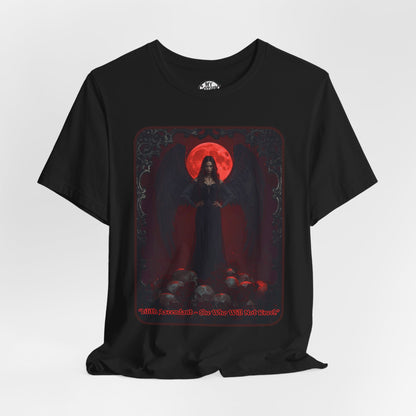 “Lilith Ascendant — She Who Will Not Kneel.” Graphic T-Shirt – Alt Aesthetic Poetic Goth Street-wear