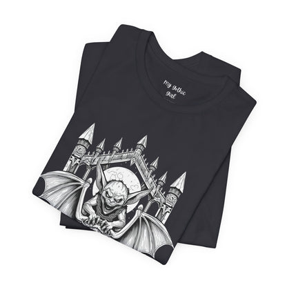 A Sinister Gremlin Riding on a Flying Bat - Graphic Tee