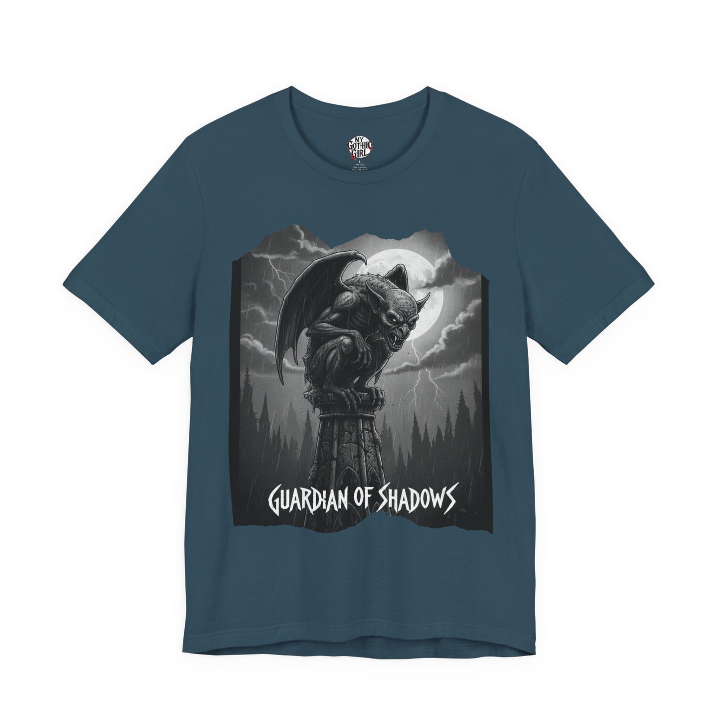 "Guardian of Shadows"  Gothic Graphic T-Shirt – Alt Aesthetic Poetic Goth Streetwear