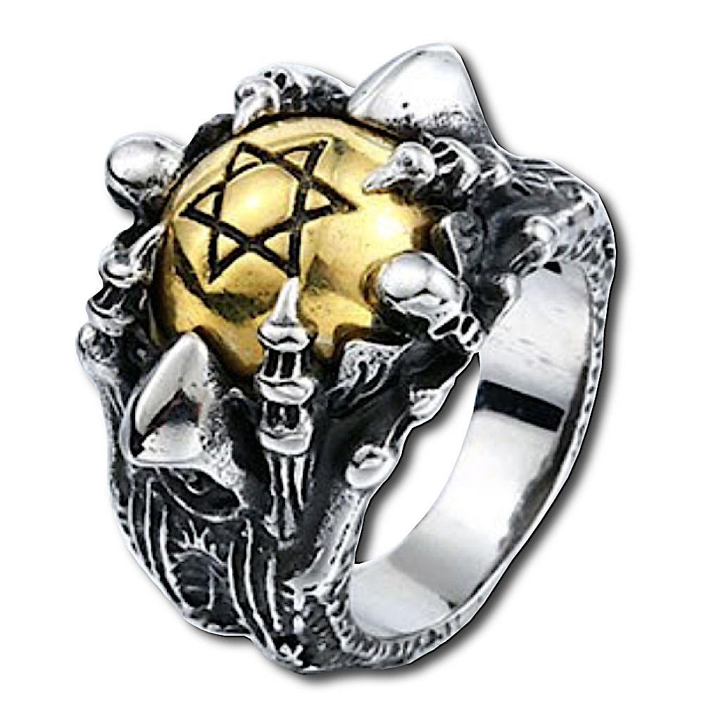Retro Gothic Star and Skull Ring Jewelry Design