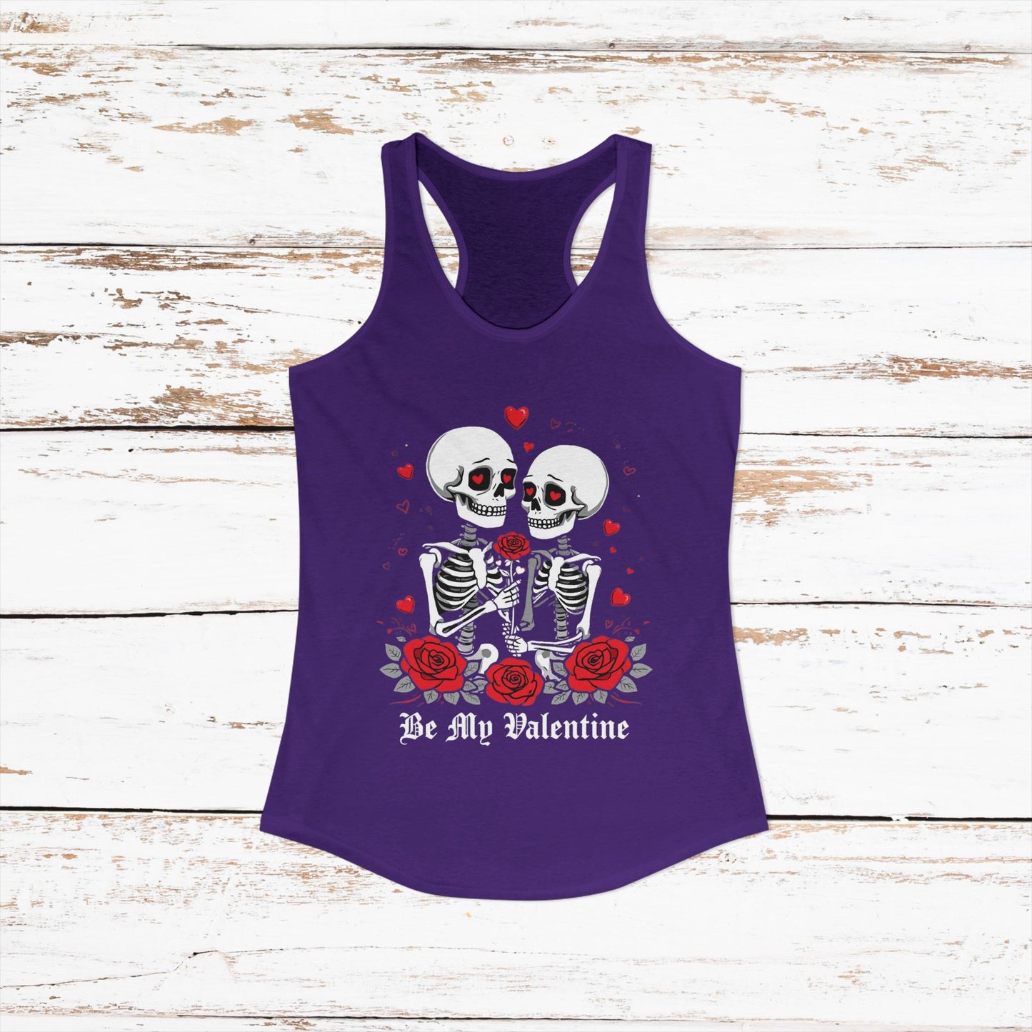 Cute Gothic Skeleton Romance Shirt — Women's Racerback Tank