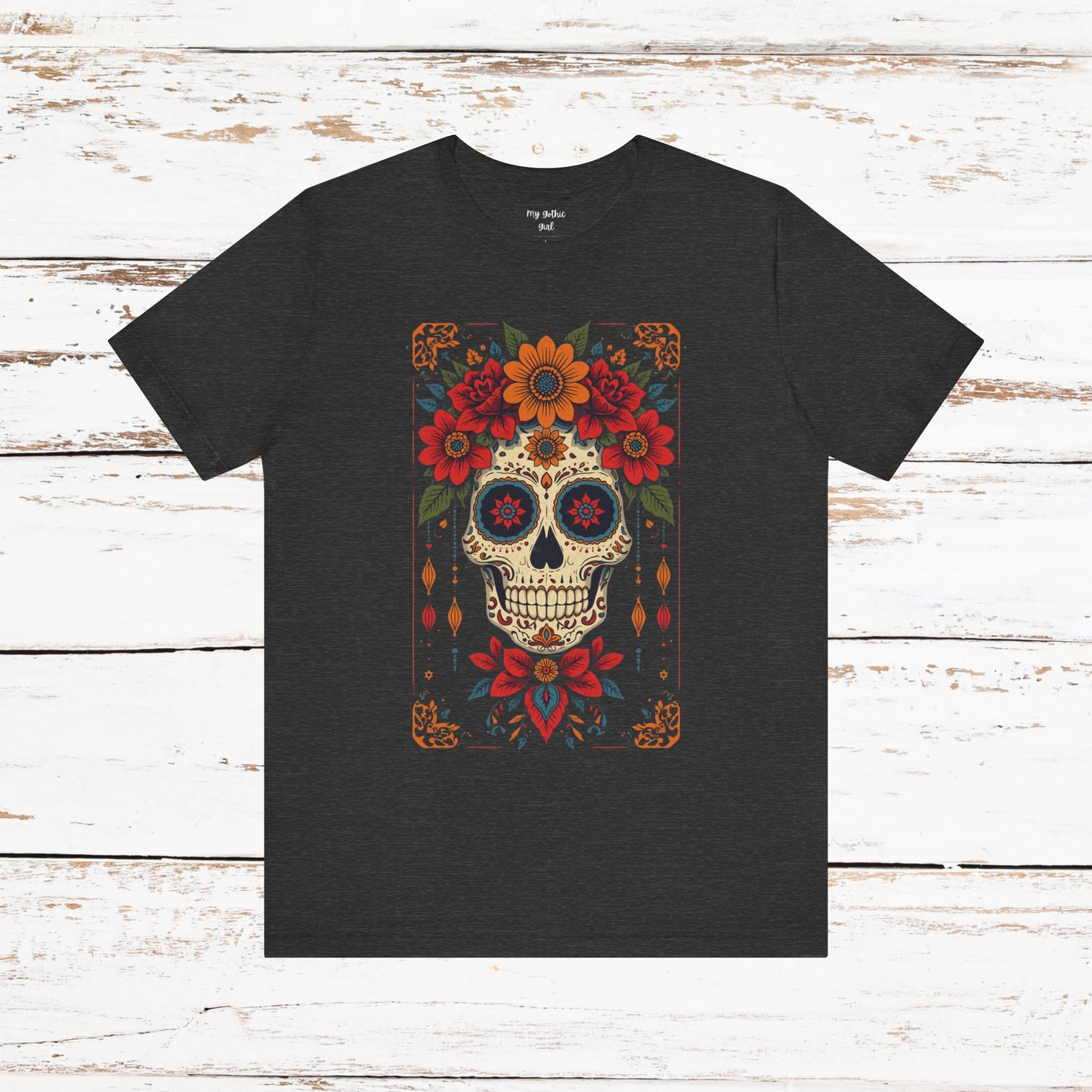 Day of the Dead Sugar Skull T-Shirt — Floral Calavera Graphic Tee