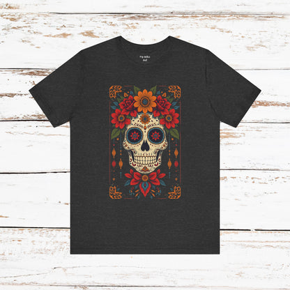 Day of the Dead Sugar Skull T-Shirt — Floral Calavera Graphic Tee