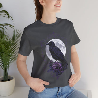 "The Raven and Moon"  Gothic Graphic T-Shirt – Alt Aesthetic Poetic Goth Street-wear