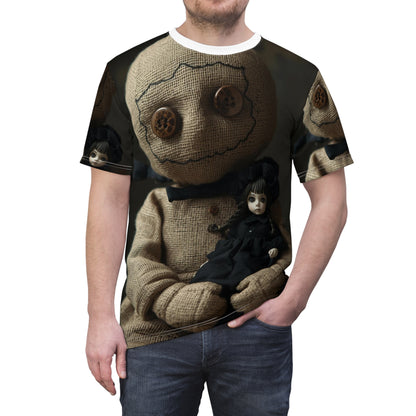 Gunny Sack Doll with Toy Gothic Doll | Horror All-Over Print T‑Shirt