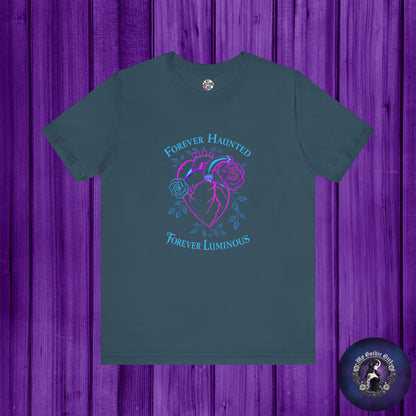 "FOREVER HAUNTED, FOREVER LUMINOUS"  Gothic Graphic T-Shirt – Alt Aesthetic Poetic Goth Streetwear