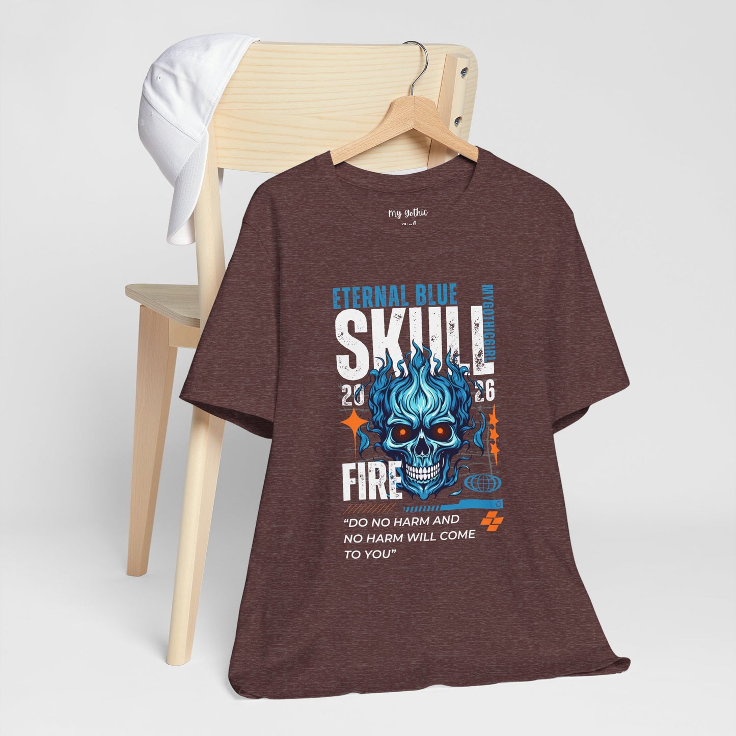 Eternal Blue Skull Flame Gothic Tee