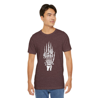 White Roses and Skeleton Hand  Gothic Graphic T-Shirt – Alt Aesthetic Poetic Goth Streetwear