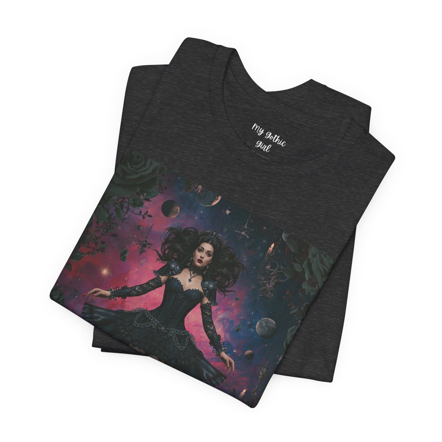 Gothic Sorceress Tee — "From shadowed depths..." Dark Fantasy Graphic T-Shirt
