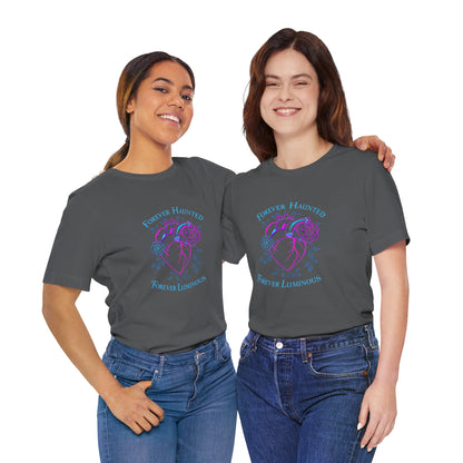"FOREVER HAUNTED, FOREVER LUMINOUS"  Gothic Graphic T-Shirt – Alt Aesthetic Poetic Goth Streetwear