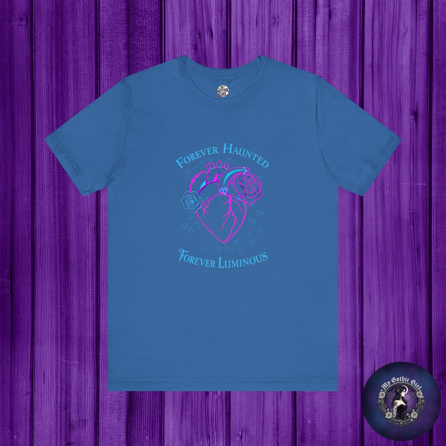 "FOREVER HAUNTED, FOREVER LUMINOUS"  Gothic Graphic T-Shirt – Alt Aesthetic Poetic Goth Streetwear