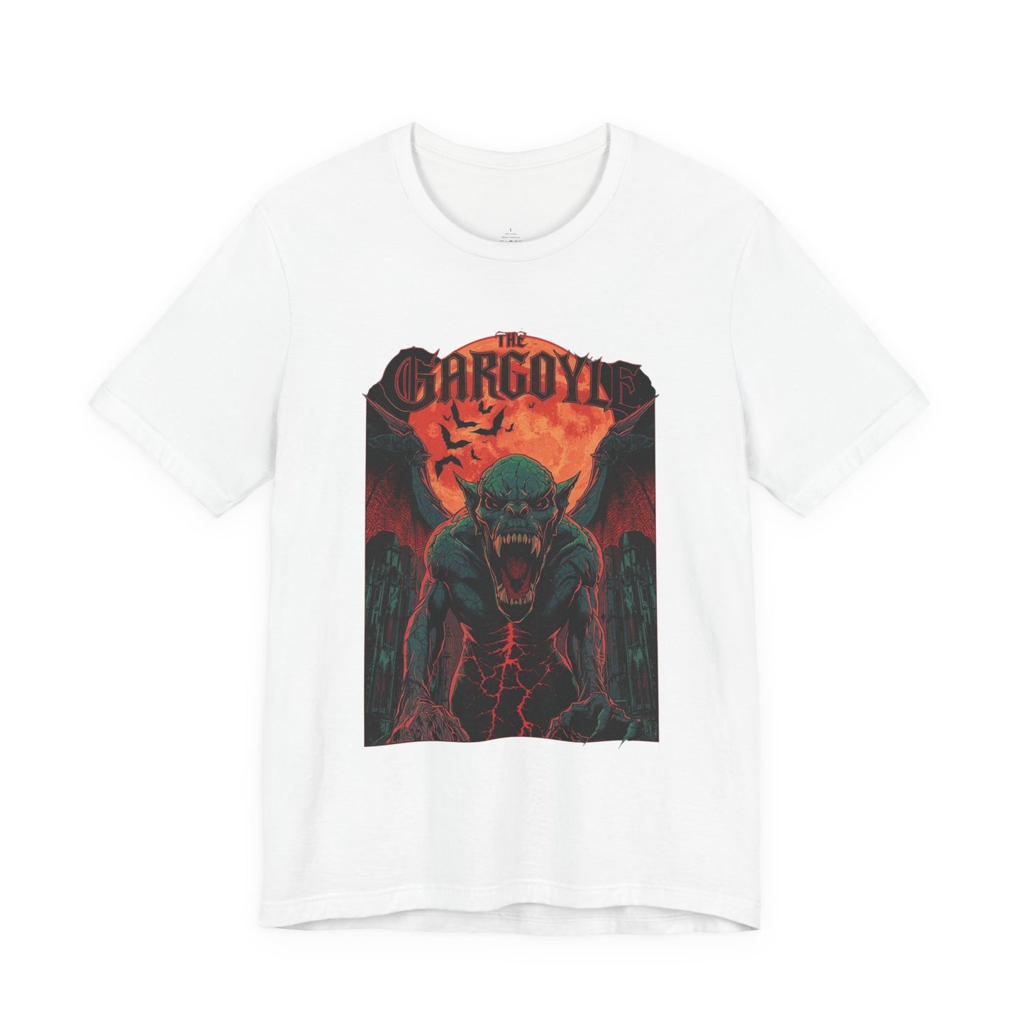 "The Gargoyle" — Dark Gothic Winged Statue Graphic Tee Design