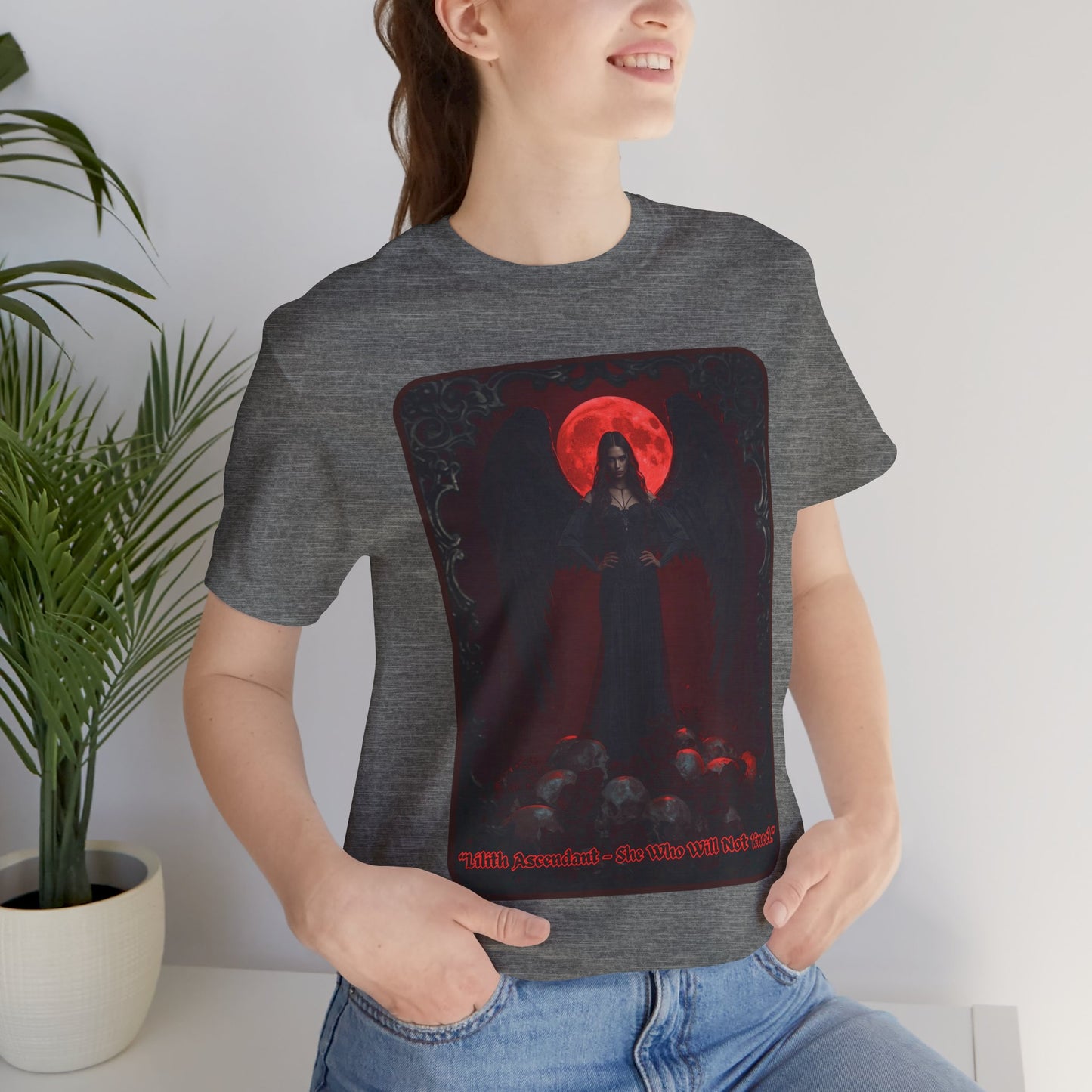 “Lilith Ascendant — She Who Will Not Kneel.” Graphic T-Shirt – Alt Aesthetic Poetic Goth Street-wear