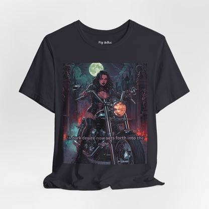 Dark Rider Motorcycle T-Shirt — "A dark desire now sets forth into the night" Gothic Tee