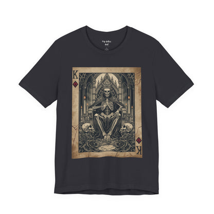 Skeleton King Playing Card Graphic Tee — Gothic Skull Throne T-Shirt