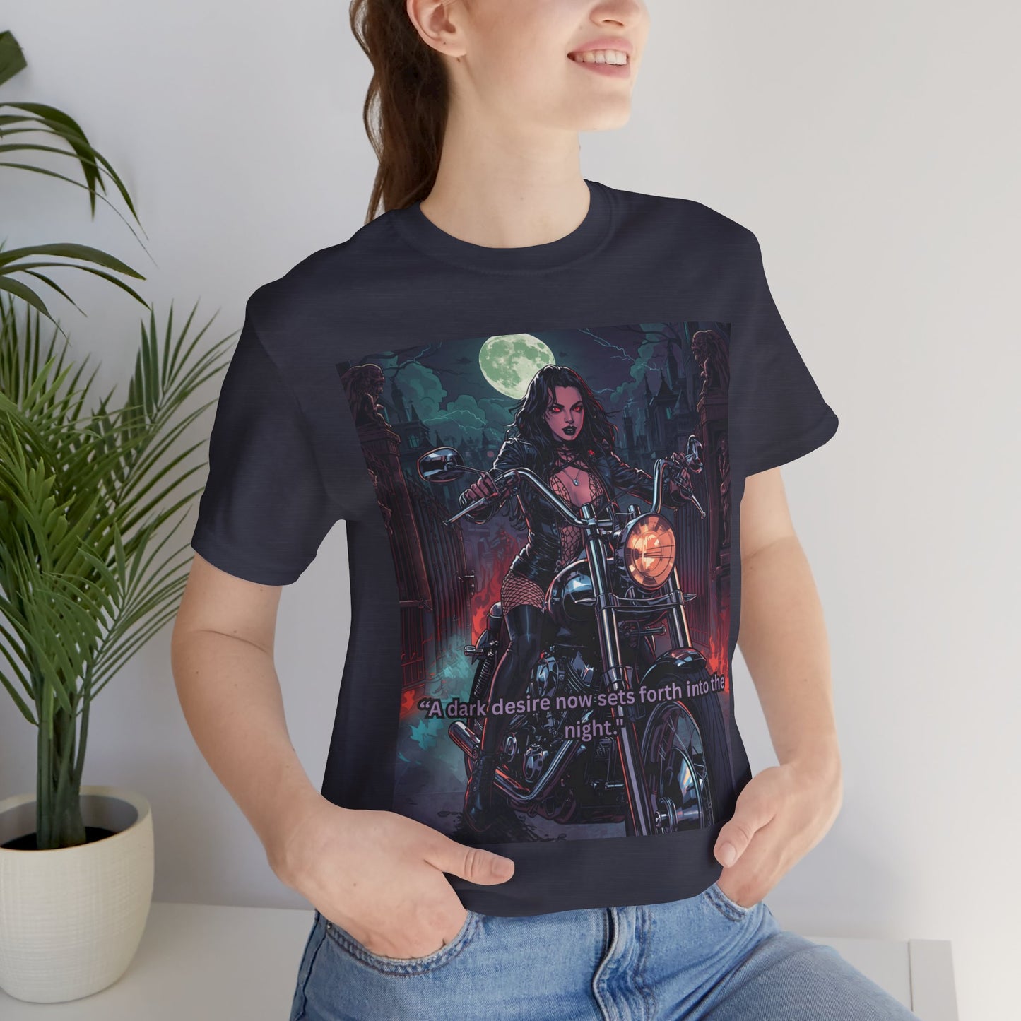 Dark Rider Motorcycle T-Shirt — "A dark desire now sets forth into the night" Gothic Tee