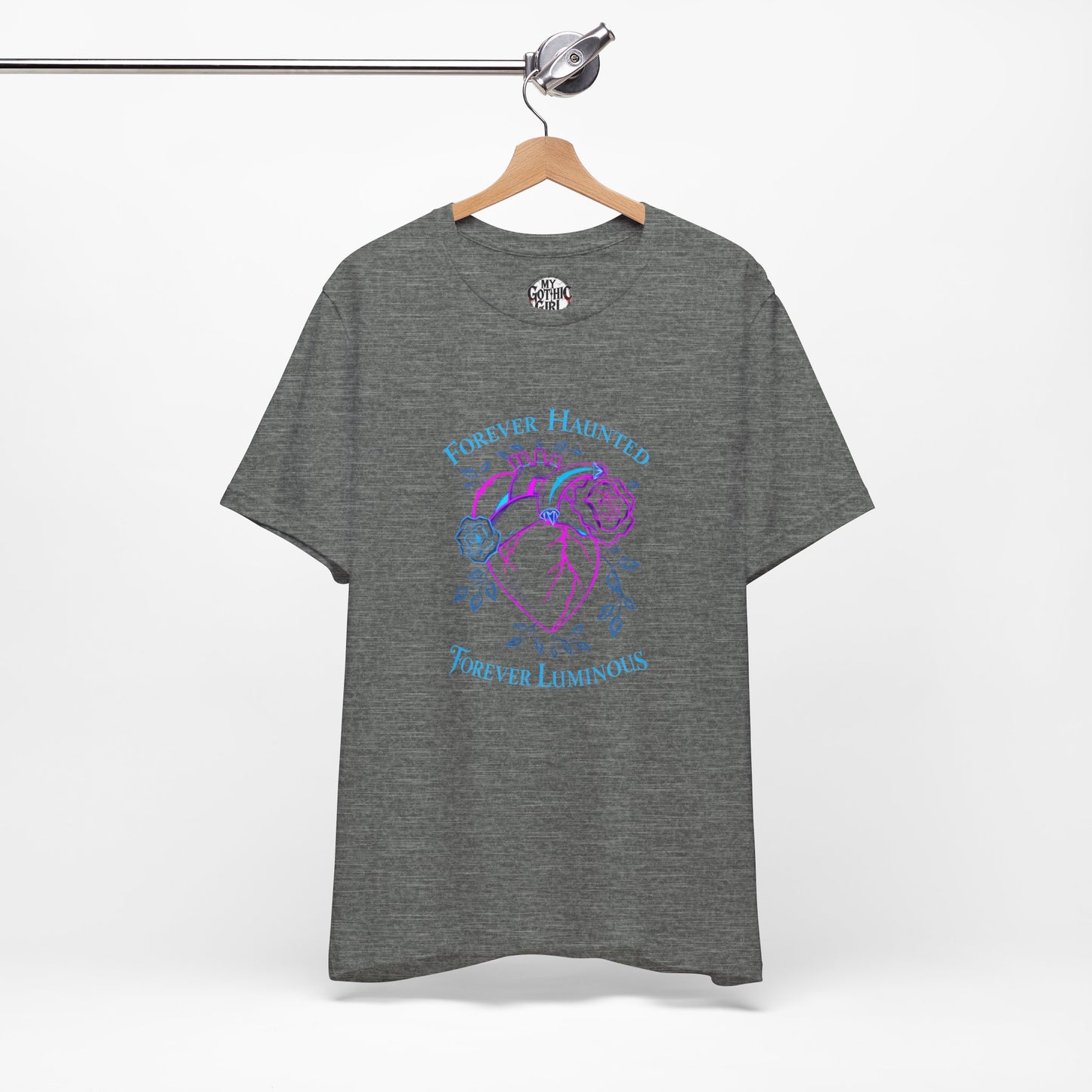 "FOREVER HAUNTED, FOREVER LUMINOUS"  Gothic Graphic T-Shirt – Alt Aesthetic Poetic Goth Streetwear