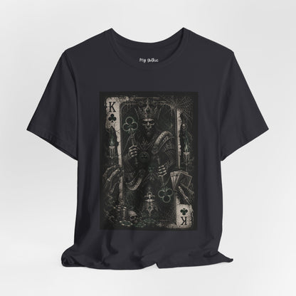 King of Clubs Gothic Playing Card Tee — Dark Skull Poker Graphic T-Shirt