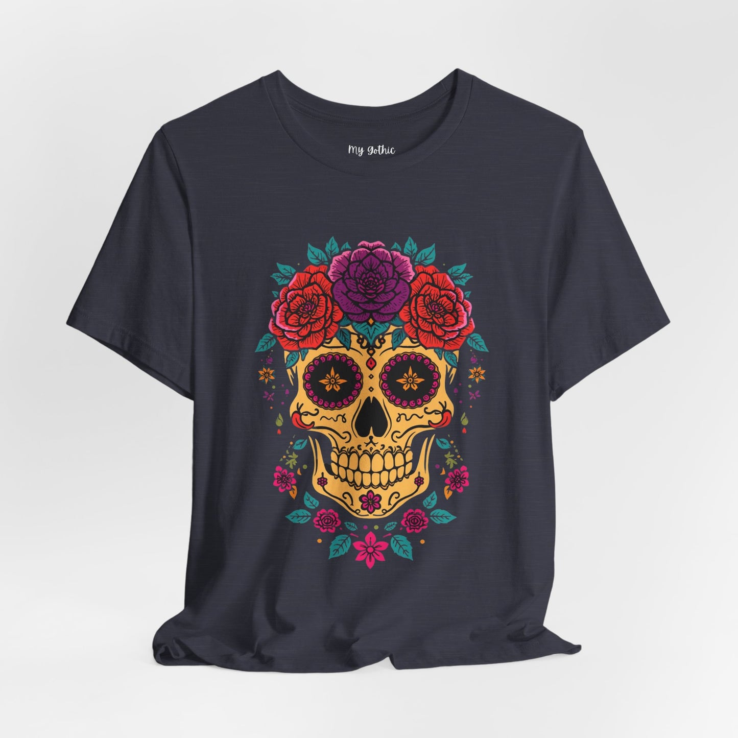 Day of the Dead Sugar Skull Tee — Floral Calavera Graphic T-Shirt