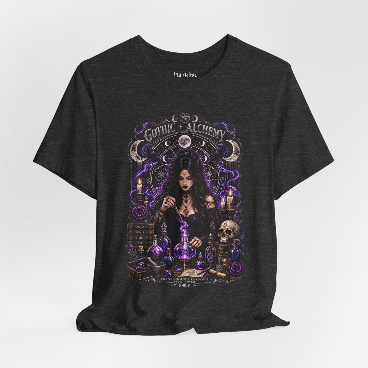 Gothic Alchemy T-Shirt — Witch Potion Skull Graphic Tee