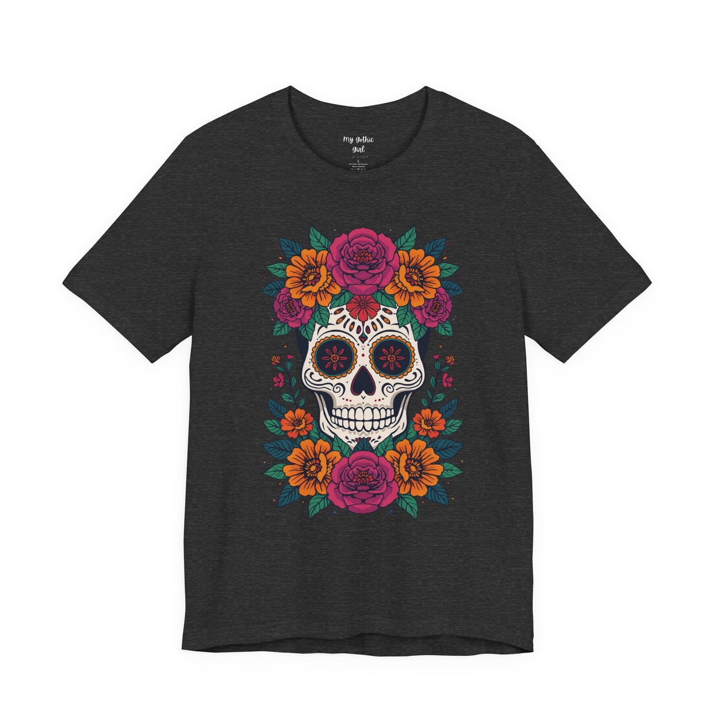 Sugar Skull Floral Tee — Day of the Dead Skull T-Shirt