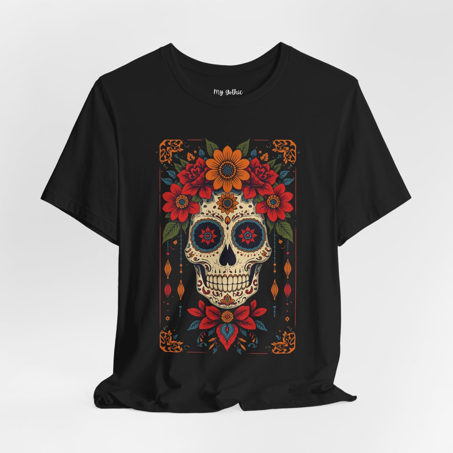 Day of the Dead Sugar Skull T-Shirt — Floral Calavera Graphic Tee