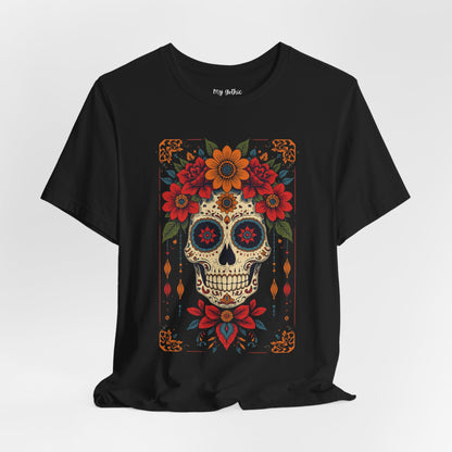 Day of the Dead Sugar Skull T-Shirt — Floral Calavera Graphic Tee