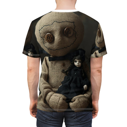 Gunny Sack Doll with Toy Gothic Doll | Horror All-Over Print T‑Shirt