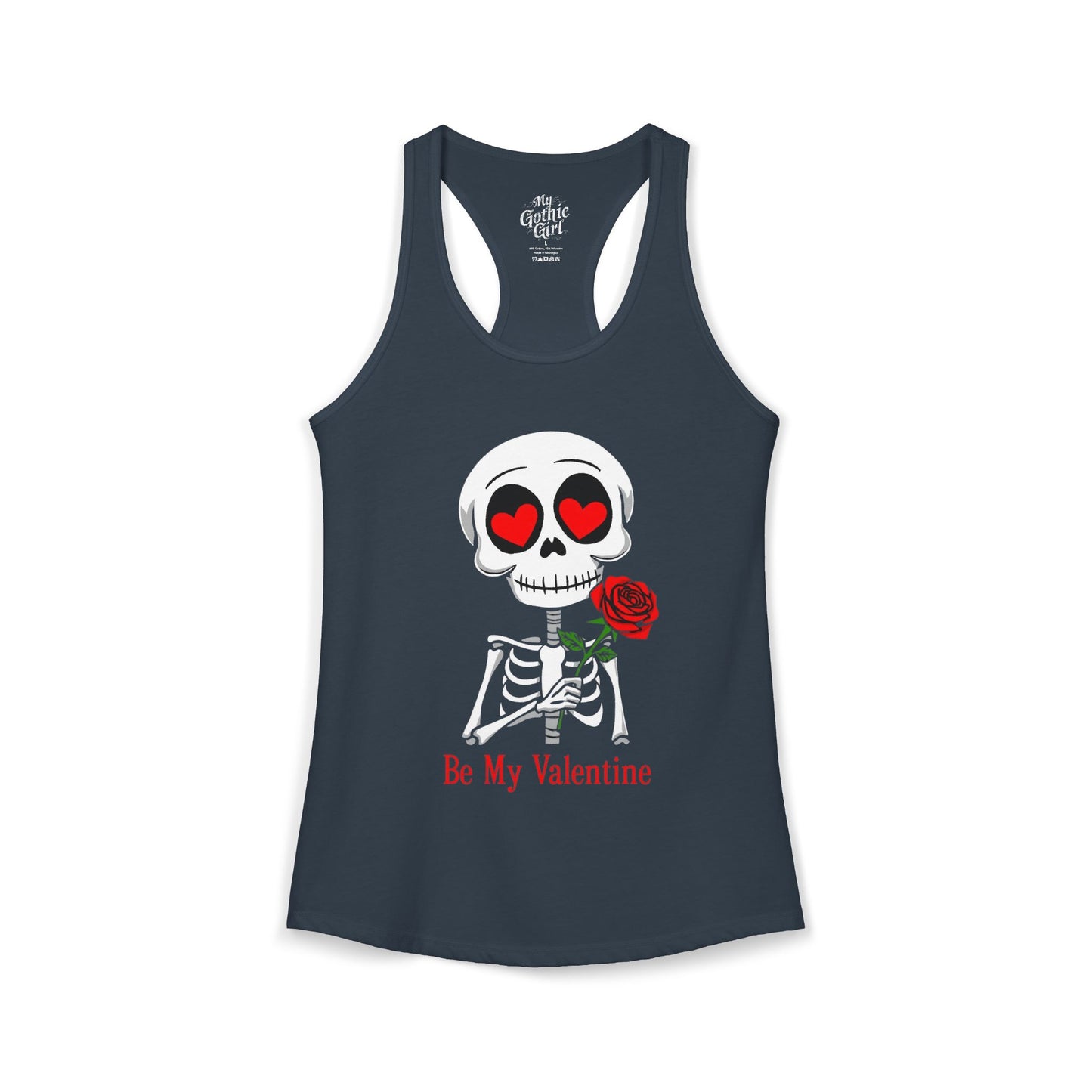 Be My Valentine Cute Gothic Skeleton — Women's Racerback Tank Top