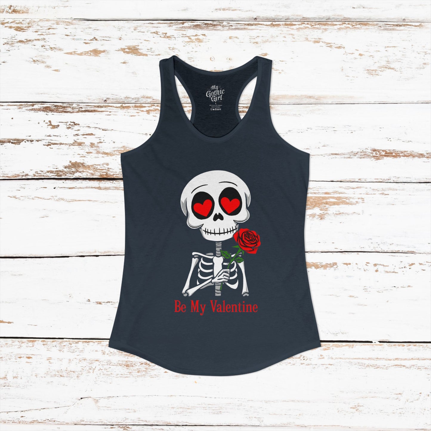 Be My Valentine Cute Gothic Skeleton — Women's Racerback Tank Top