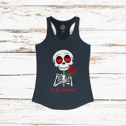 Be My Valentine Cute Gothic Skeleton — Women's Racerback Tank Top